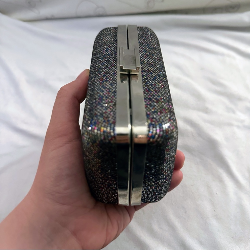 Sparkling Multicolor Clutch Purse with Optional Chain | Rectangular, Glitter - Picture 3 of 8